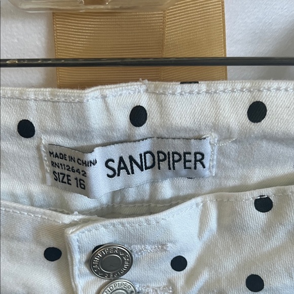 White Polka Dot Women's Capris - Picture 2 of 6